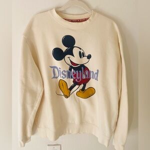 Disney Original Mickey Mouse Cream and Red Collar Pullover Sweatshirt Size L
